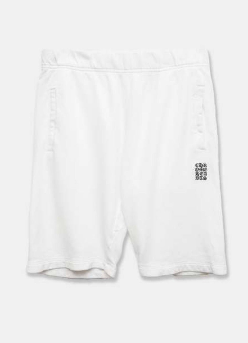 CHROME HEARTS SCRIPT SWEAT SHORTS WHITE - Used/Worn