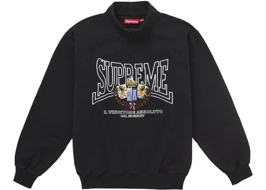 Supreme Crest Applique Half Zip Pullover Black