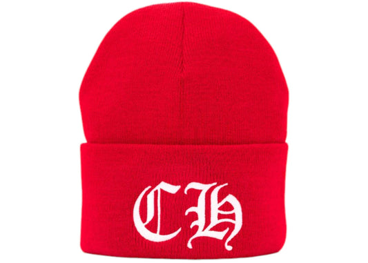 Chrome Hearts CH Logo Beanie Red/White
