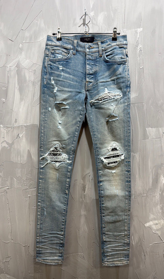 AMIRI MX1 BANDANA JEAN LIGHT WASH