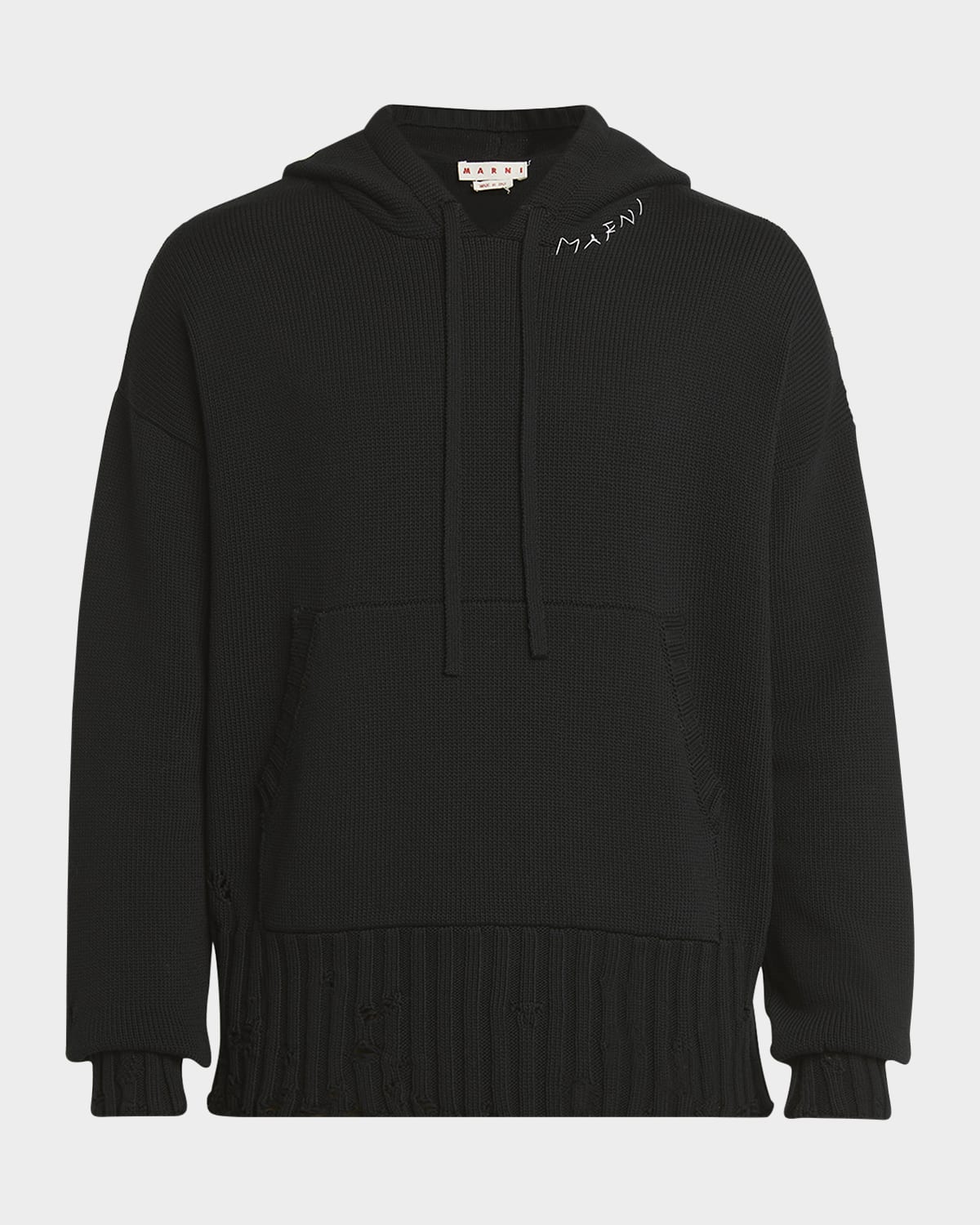 Black Marni disheveled gauge hoodie
