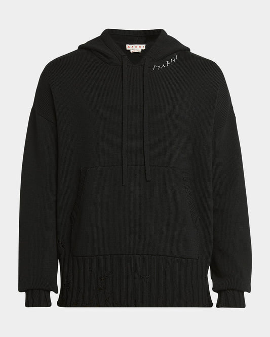 Black Marni disheveled gauge hoodie