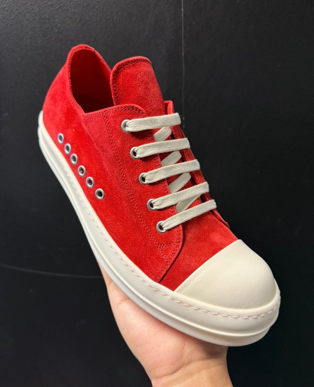 Rick Owens Low Top Suede Red