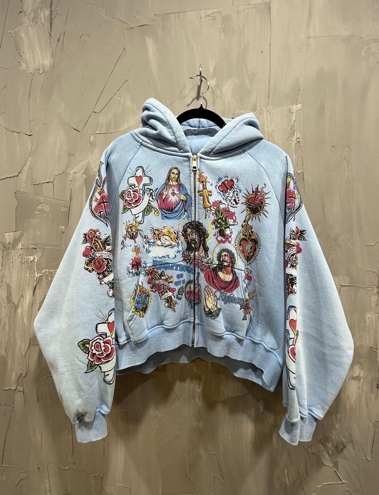 Righteous Zip Hooded Jacket Sky Blue