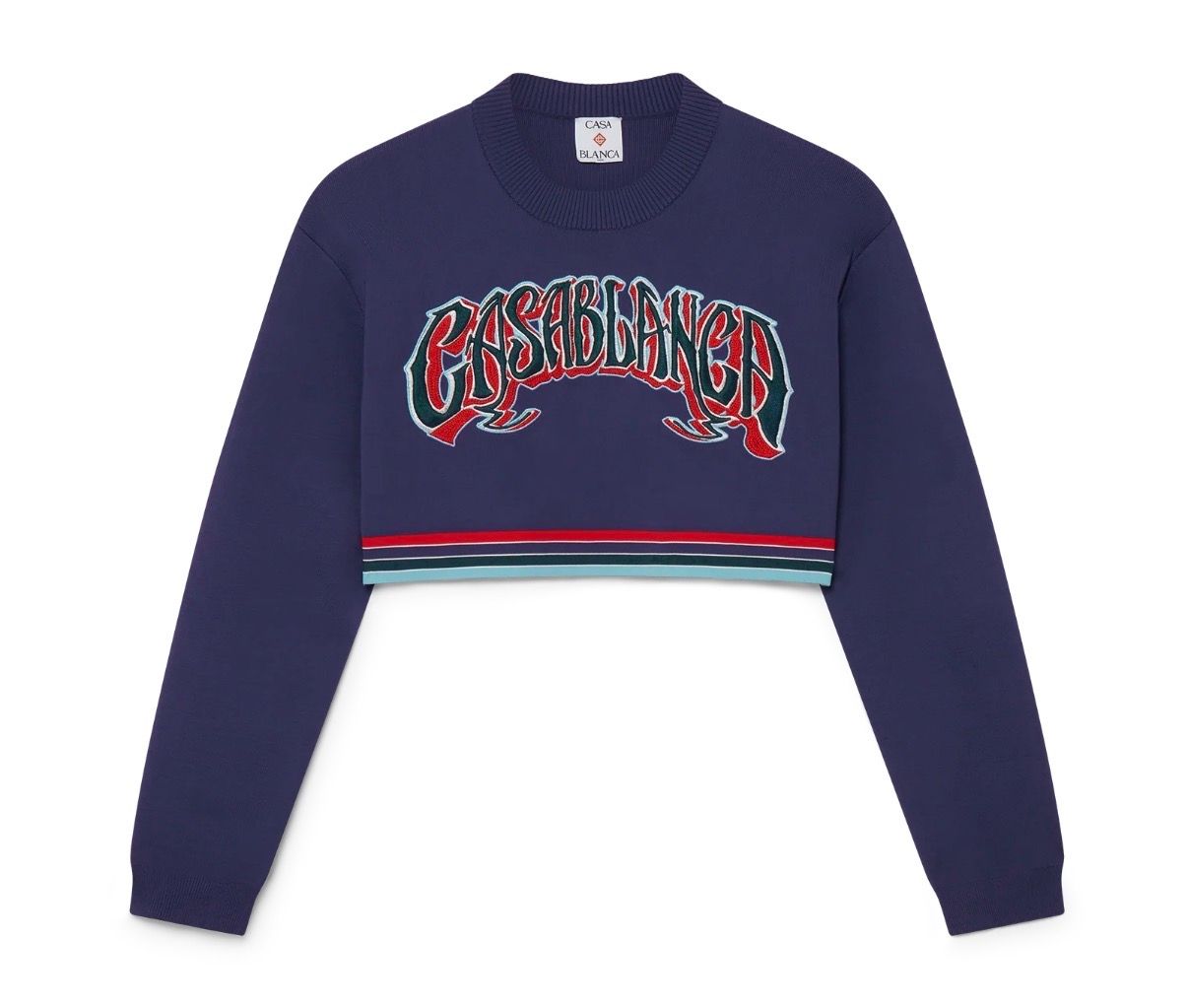 Casa Blanca Baseball Cropped Tee Navy