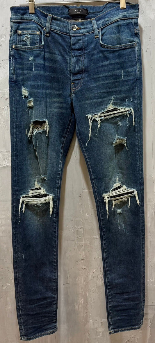 Dark washed black patch Jean