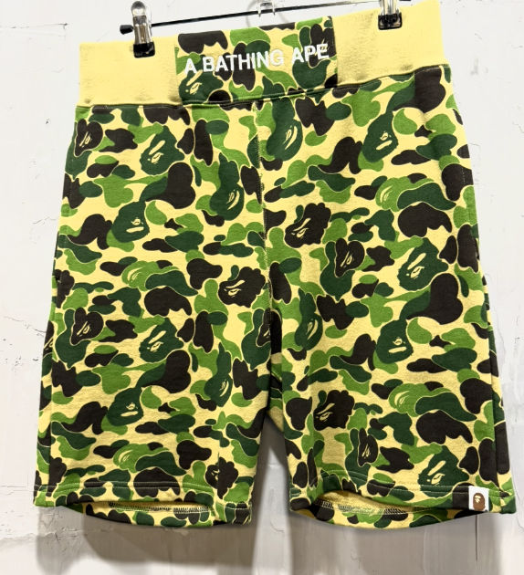 Bape abc camo sweat shorts green