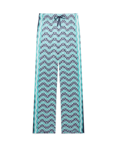 Monogram Wave Shirt in Silk Pants white/ green