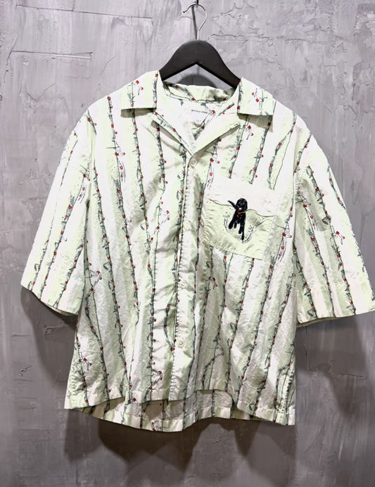 Bottega veneta light green bowling shirt swimming