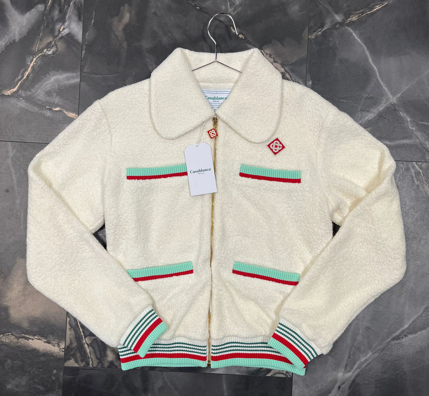 Casa Blanca CASHMERE TERRY TRACK TOP OFF WHITE