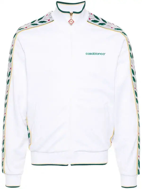 Casablanca Laurel Logo-Embroidered Jersey Track Jacket in white