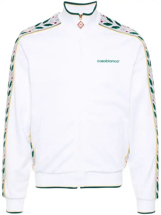Casablanca Laurel Logo-Embroidered Jersey Track Jacket in white