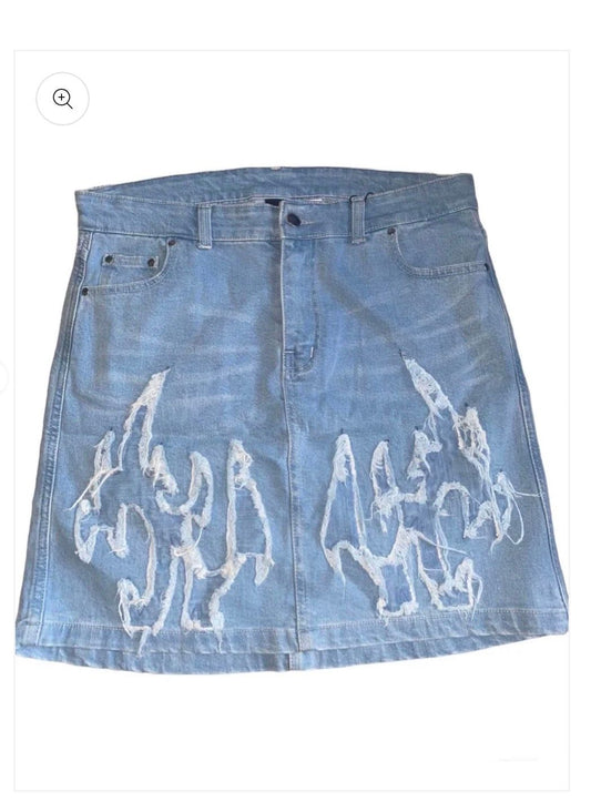 FR Distress” Jean Denim Skirt"