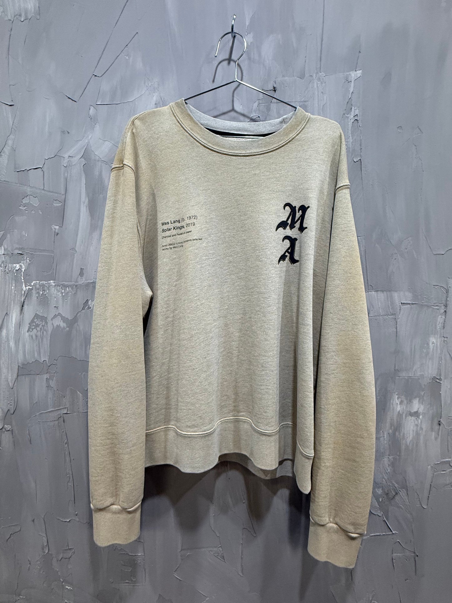 X WES LANG SOLAR KINGS CREWNECK SWEATSHIRT HEATHER BIRCH