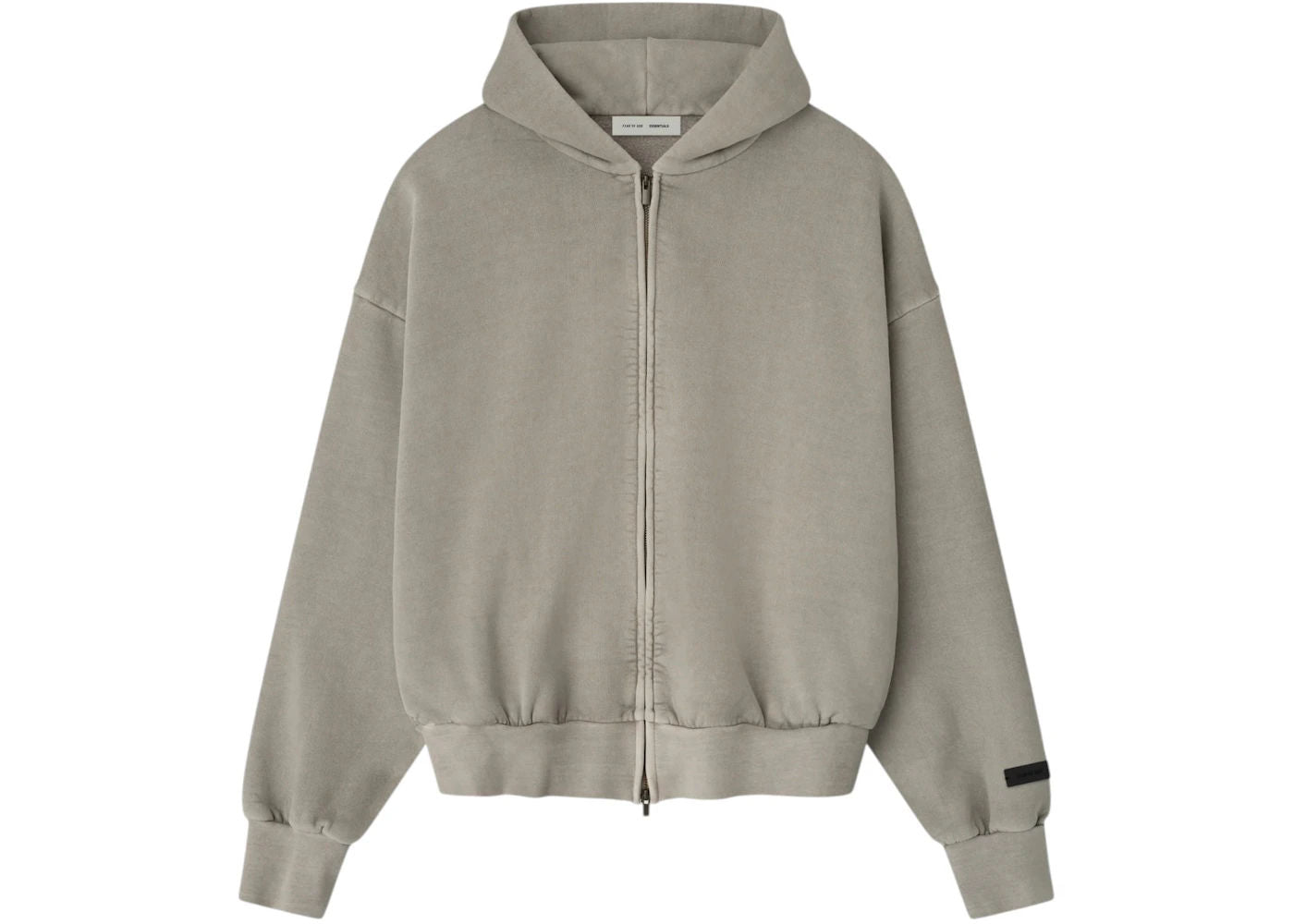 Fear of God Essentials Embroidered Classic Full Zip Hoodie Smoke Grey