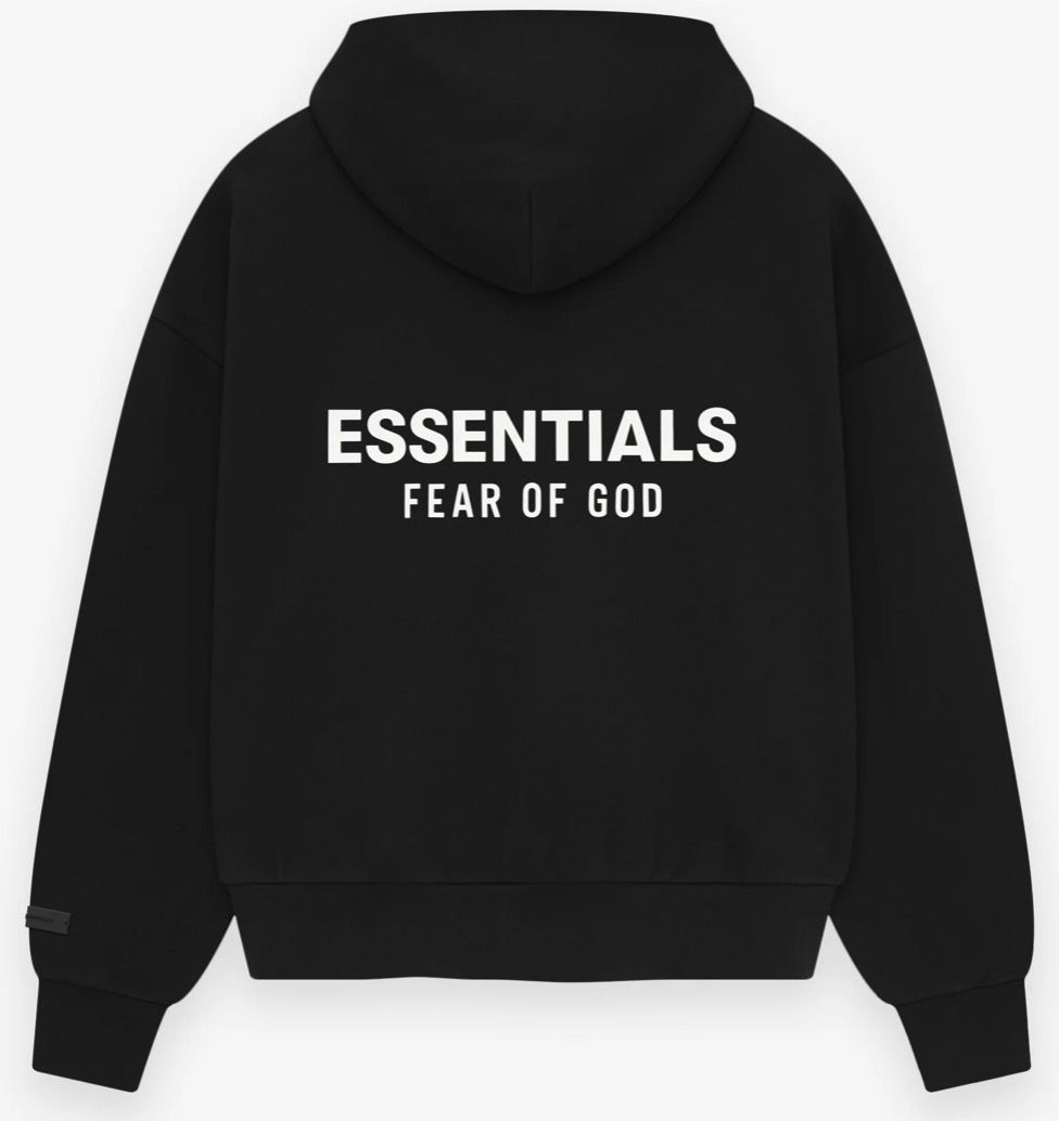 Fear of God Essentials Classic Full Zip-Up Hoodie Jet Black