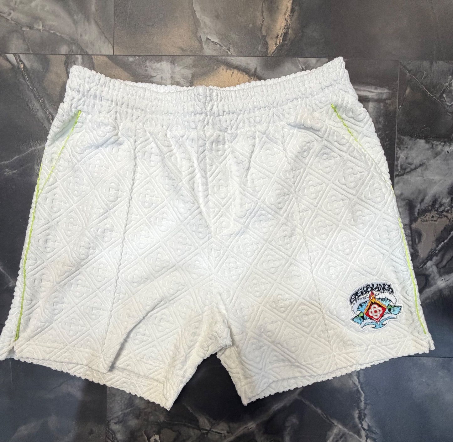 Casa Blanca White Towelling Monogram Short