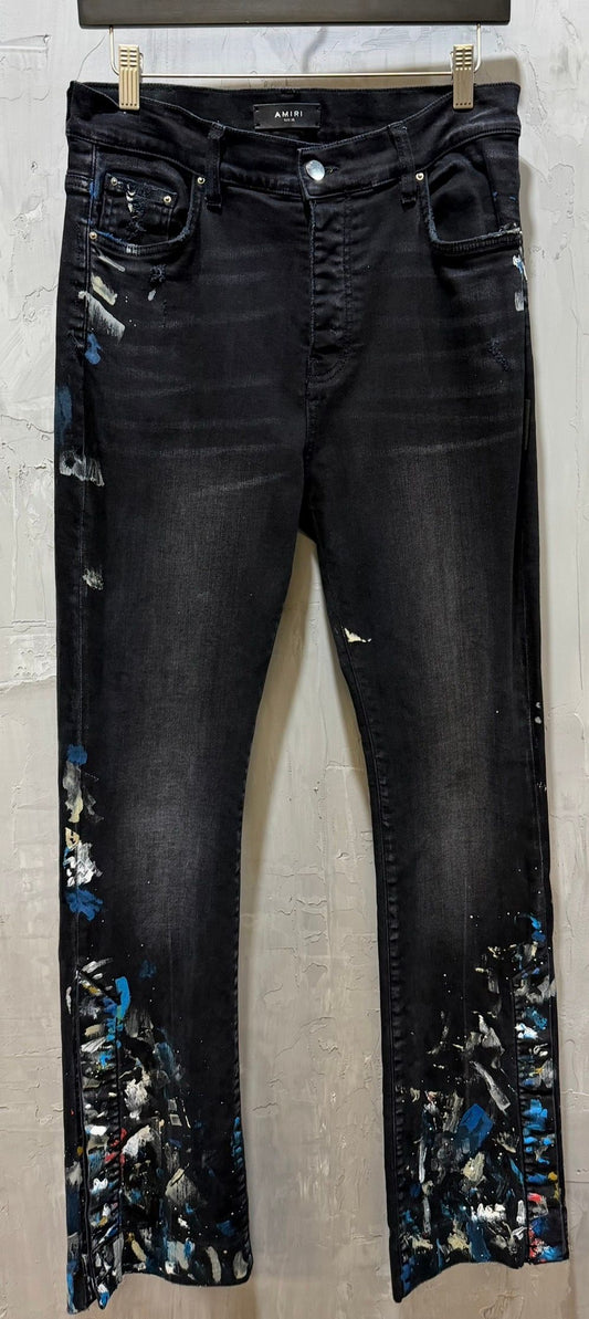 Black painter straight leg pants