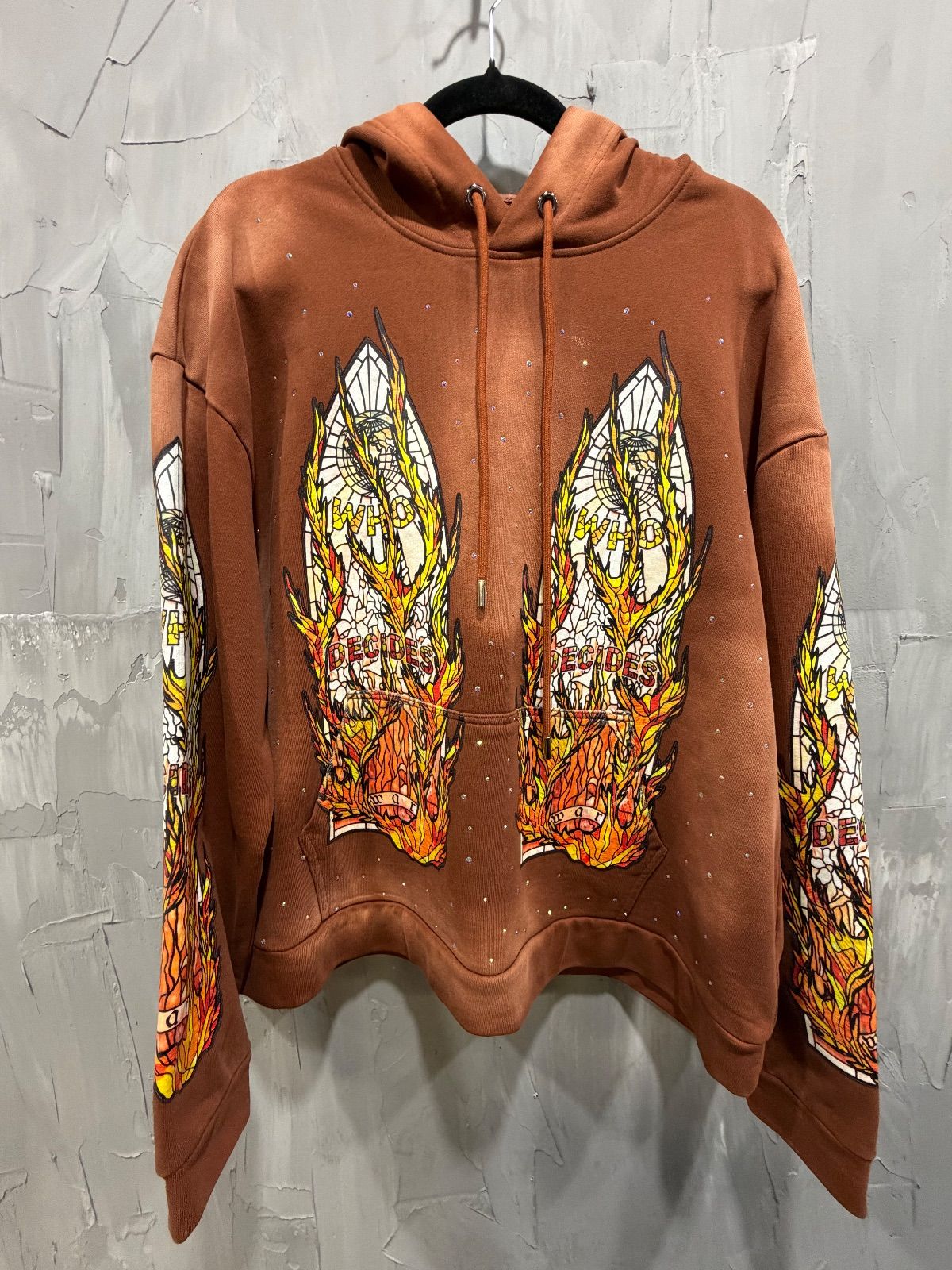 Who Decides War Flame Glass Hoodie Rust - Used/Worn