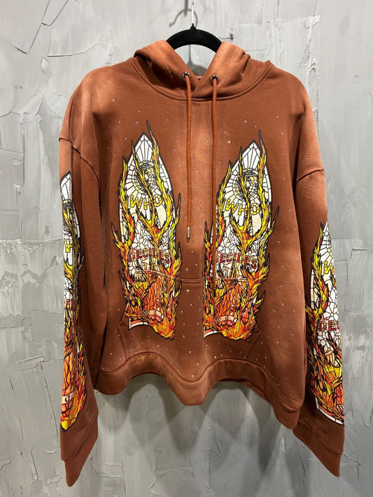 Who Decides War Flame Glass Hoodie Rust - Used/Worn