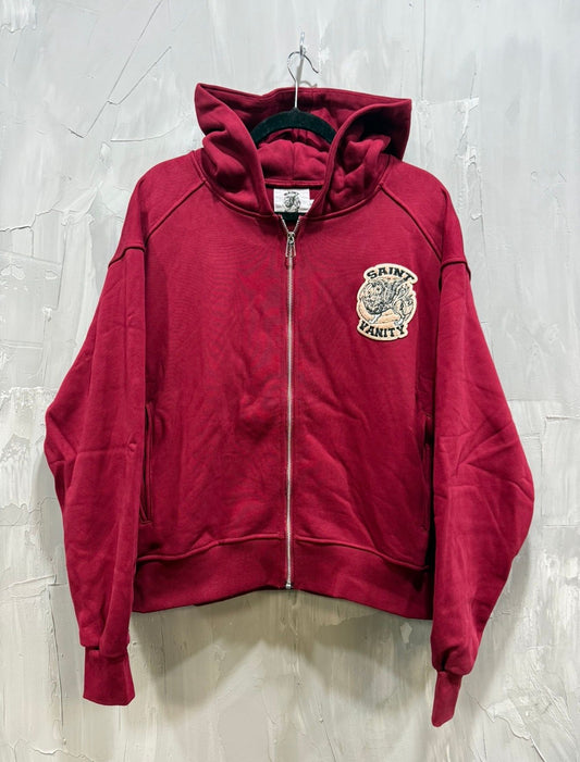 Saint Vanity Cotton Zip Hoodie Red
