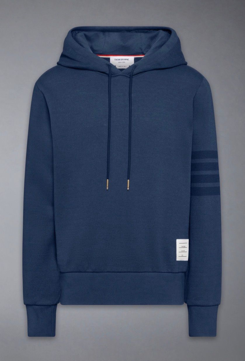 THOM BROWNE SOLID LOOPBACK 4-BAR HOODIE