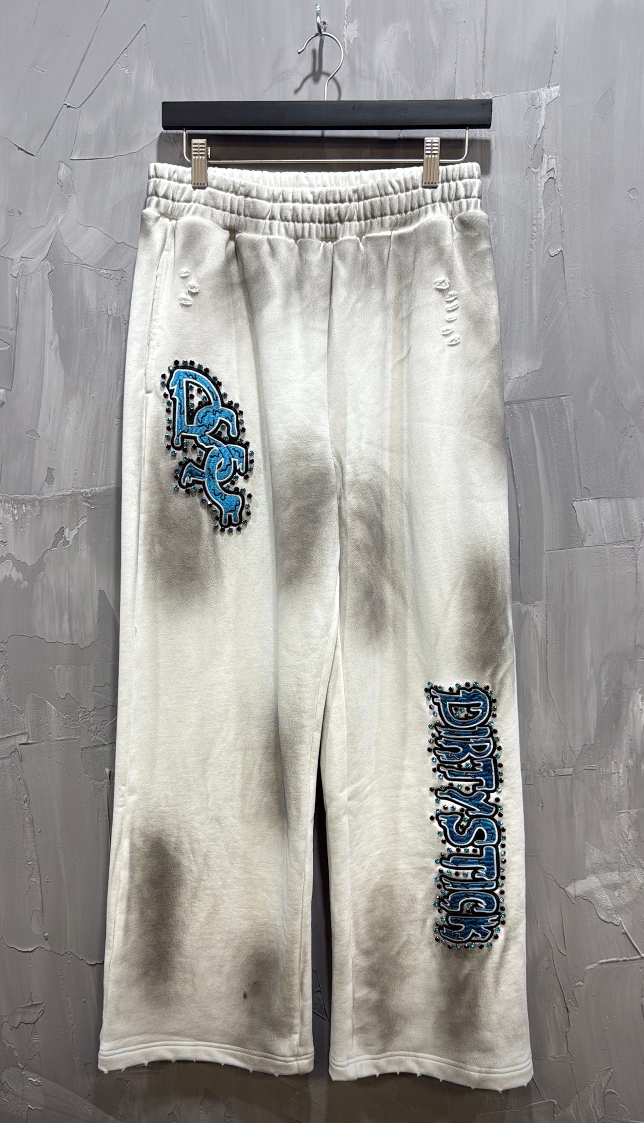 DIRTYSTICK BLUE RHINESTONE SWEATPANTS