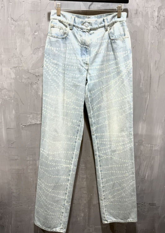 Chanel Pearl Print Straight Leg Jeans