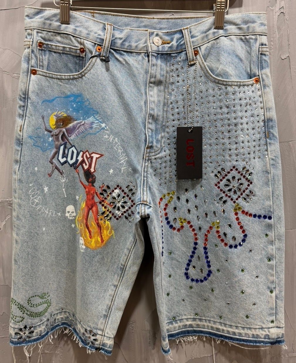 LOST INTRICACY PEINT JEAN SHORTS