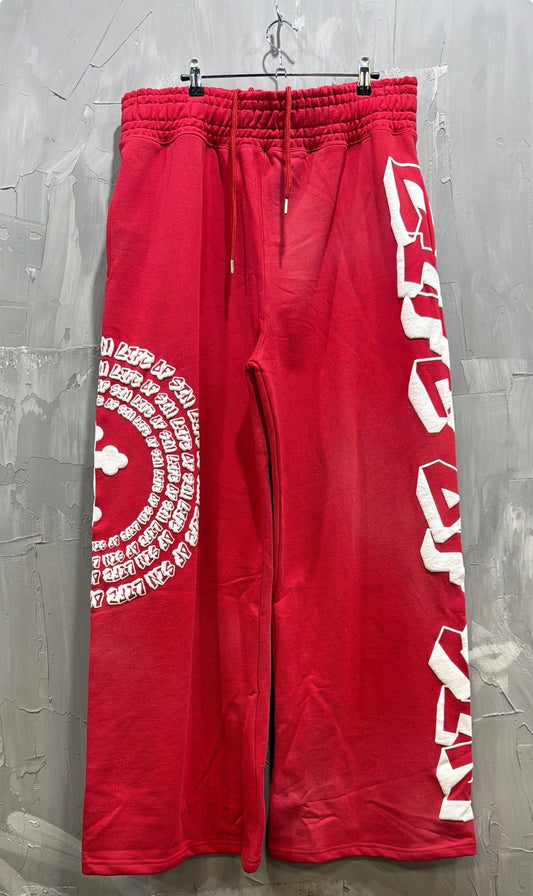 LIFE OF SIN PUFF PRINT SWEATPANTS RED