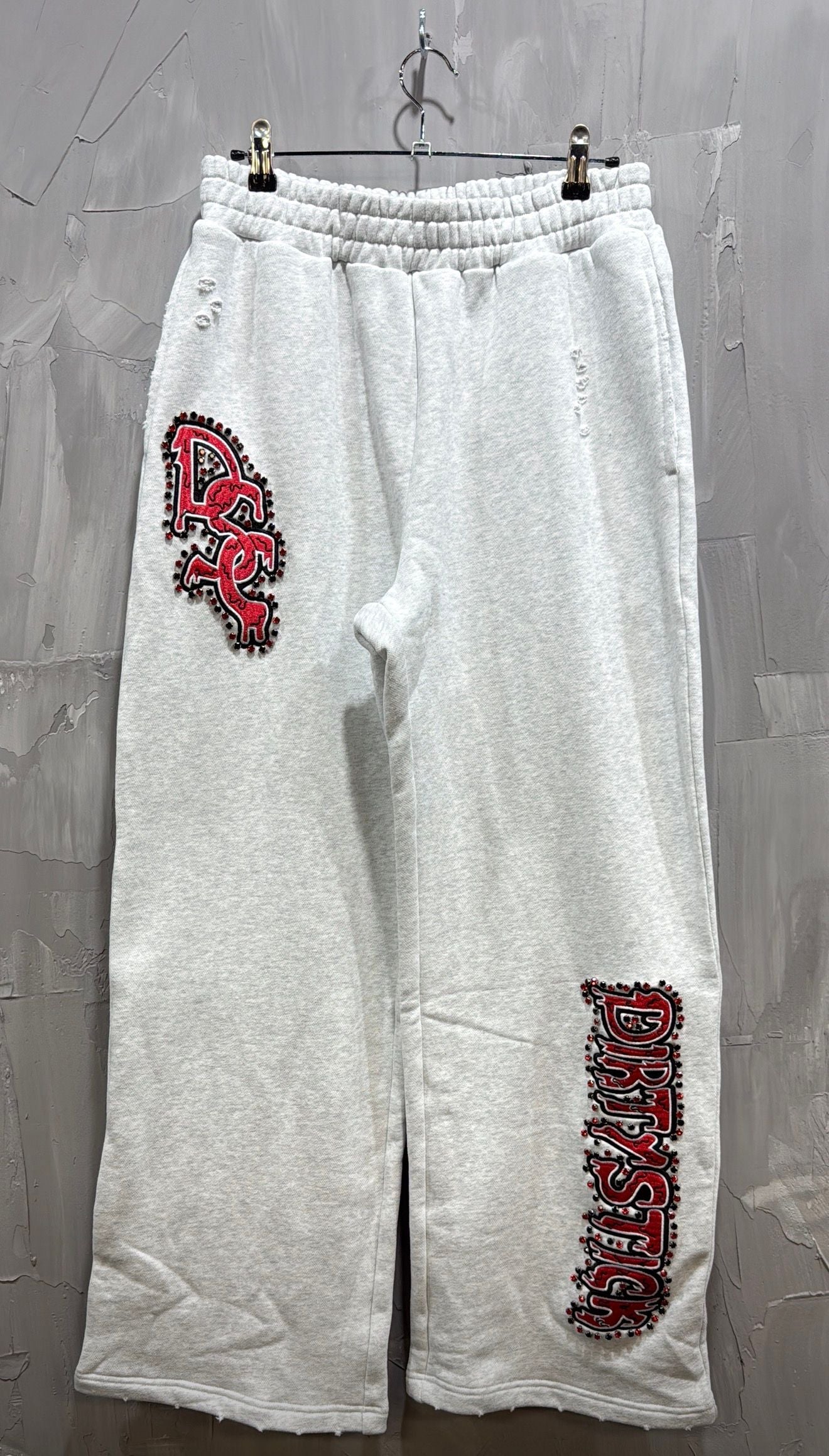 DIRTYSTICK RED RHINESTONE SWEATPANTS