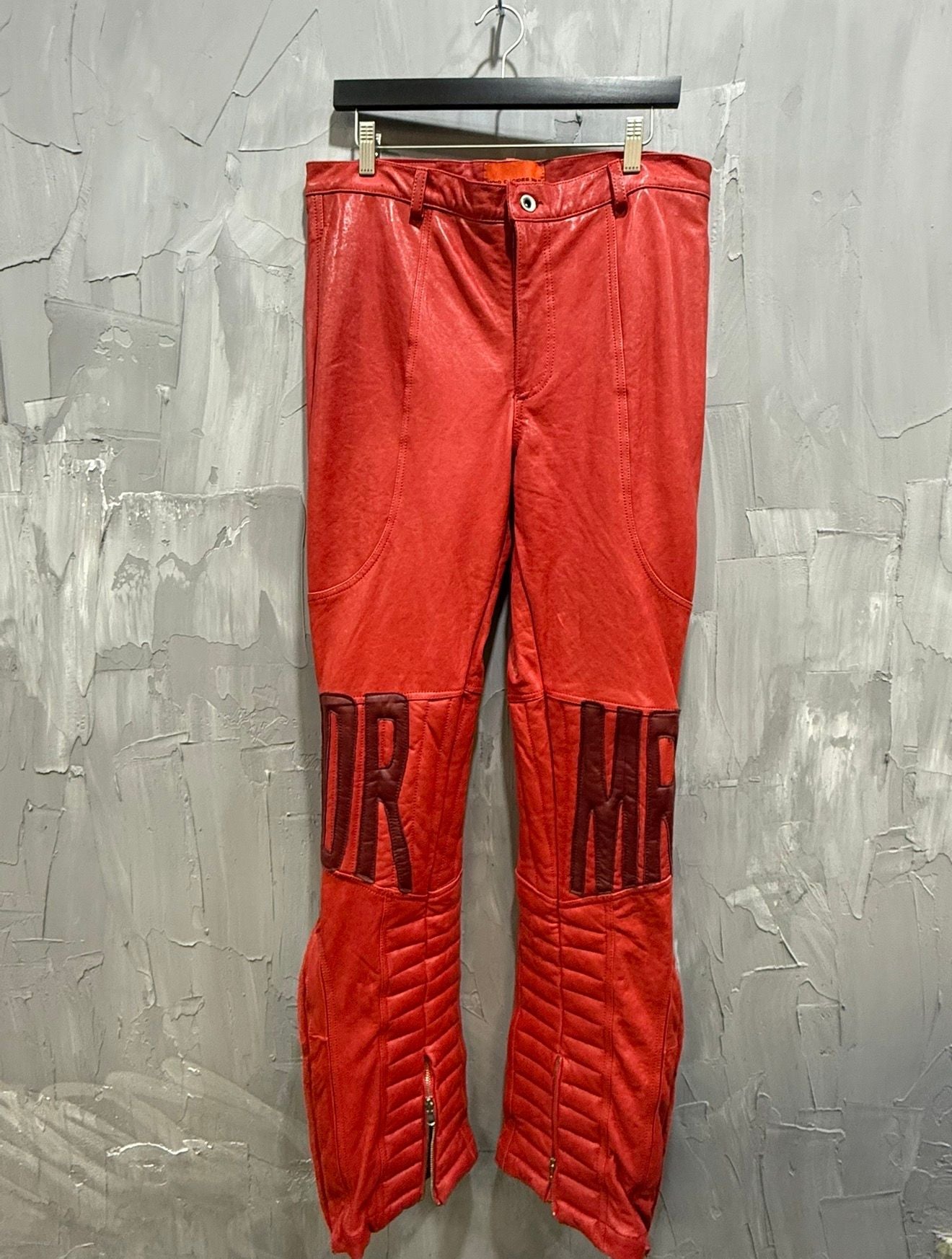 Who Decides War "MRDR" Moto Leather Trousers Red - Used/Worn