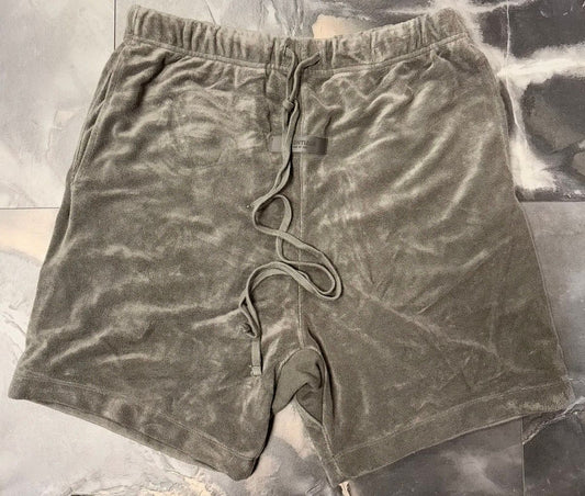Fear of God Velour Dark Olive Shorts