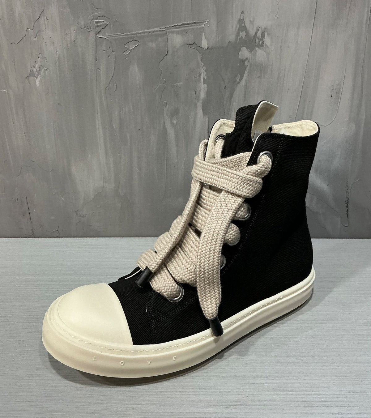 Rick Owens Drkshdw Jumbo Lace Canvas Hi Black/Milk/Milk
