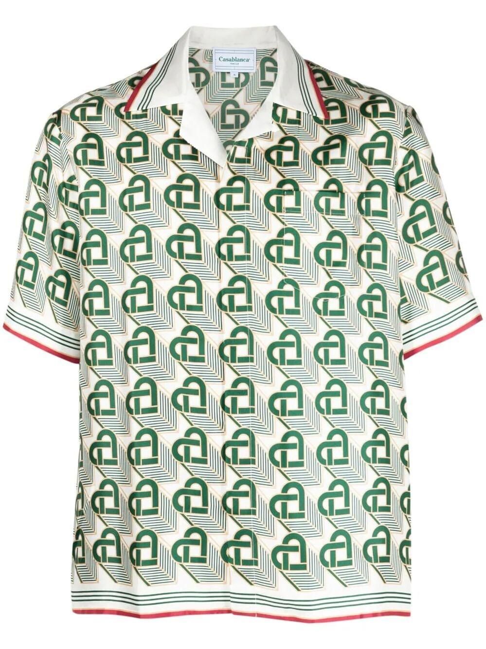 Casablanca Cuban Collar Short Sleeve Silk Shirt