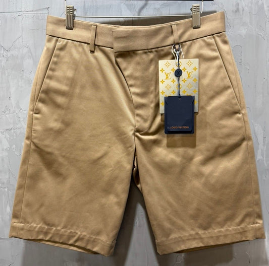 Beige Cotton Skater Shorts