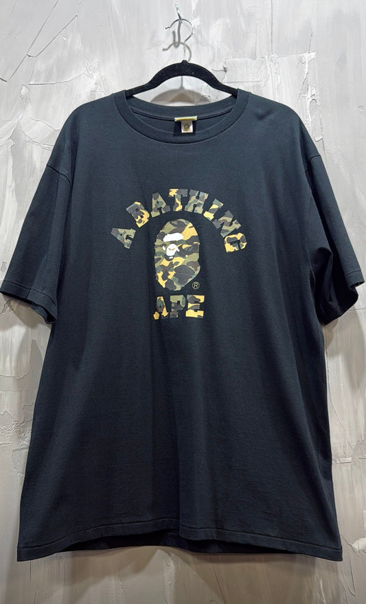 BATHING APE CAMO LOGO TEE BLACK