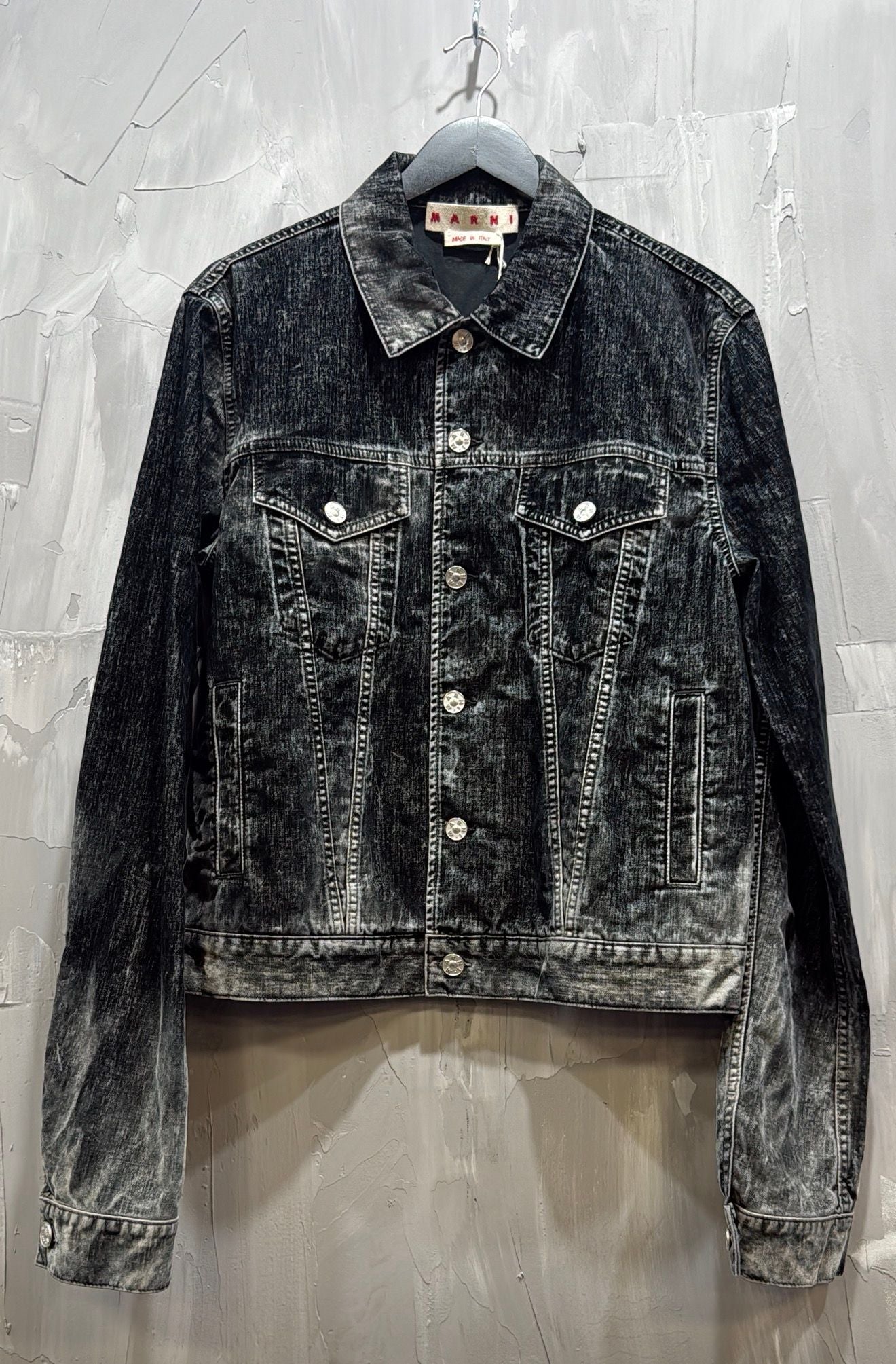 GARMENT DYED FLOCK DENIM JACKET BLACK