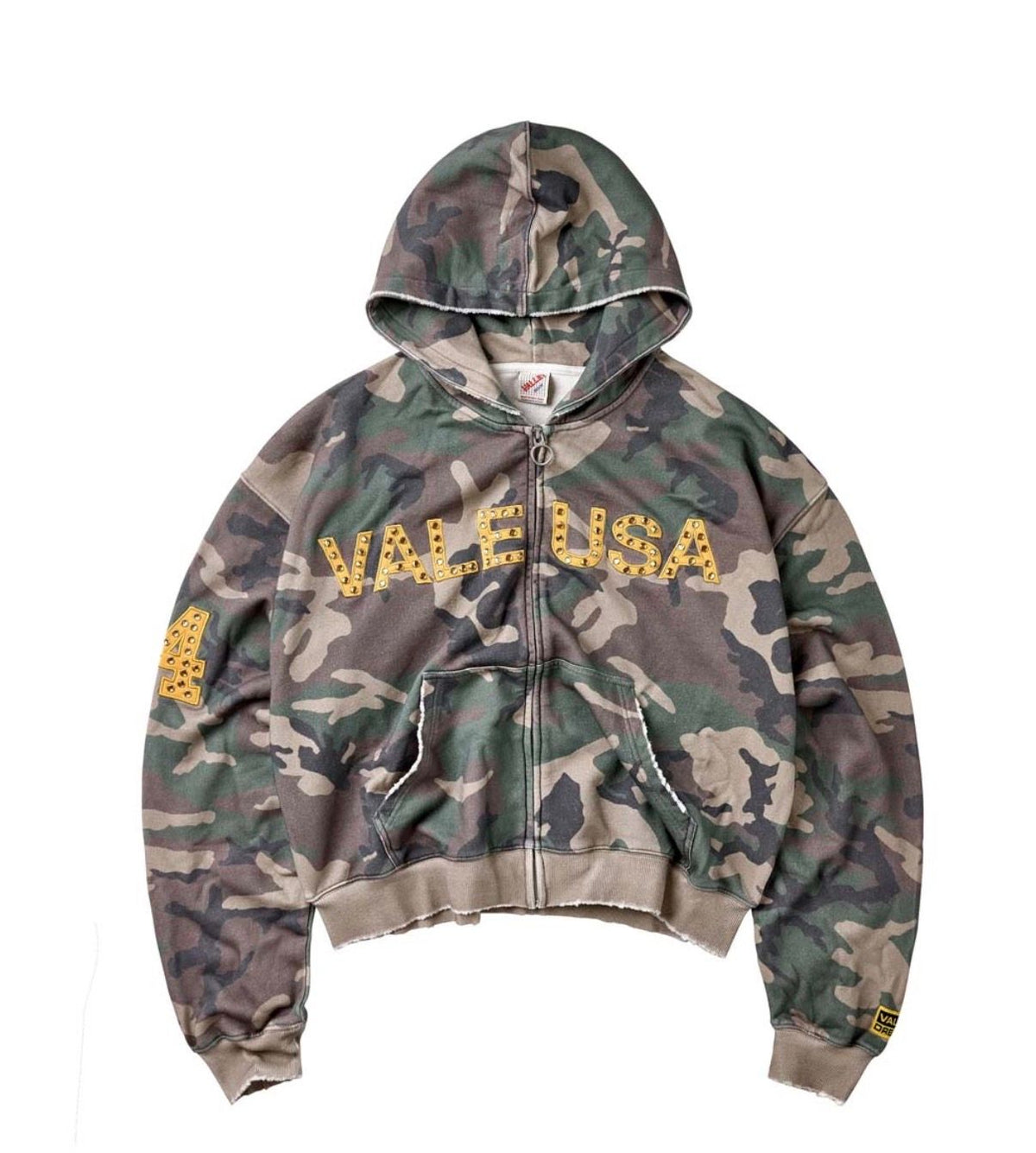 Vale Forever Camo Zip Up Hoodie Green Yellow