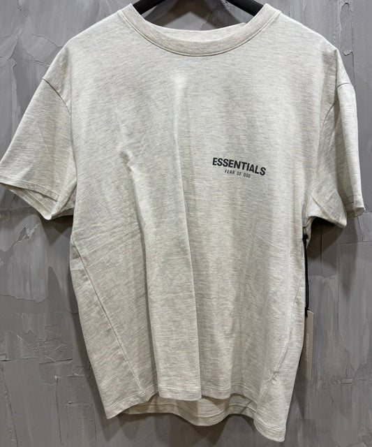 Fear of God Essentials Light Heather Oatmeal Samll front logo
