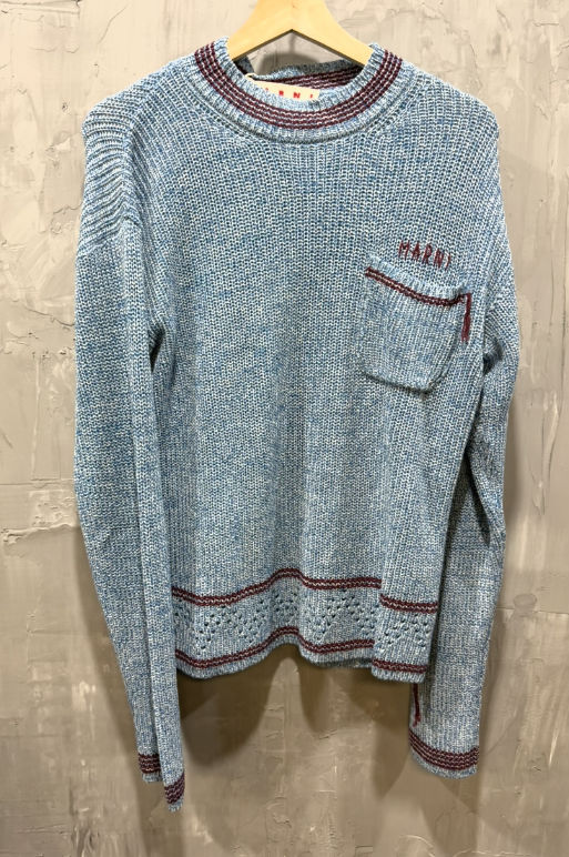 Marni cotton mouline fisherman rib gauge 5 Celeste