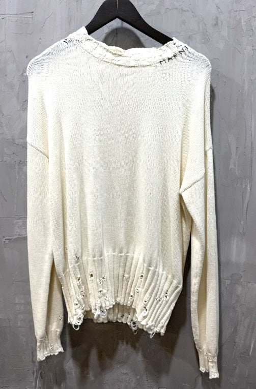 Marni Dishevelled white sweater
