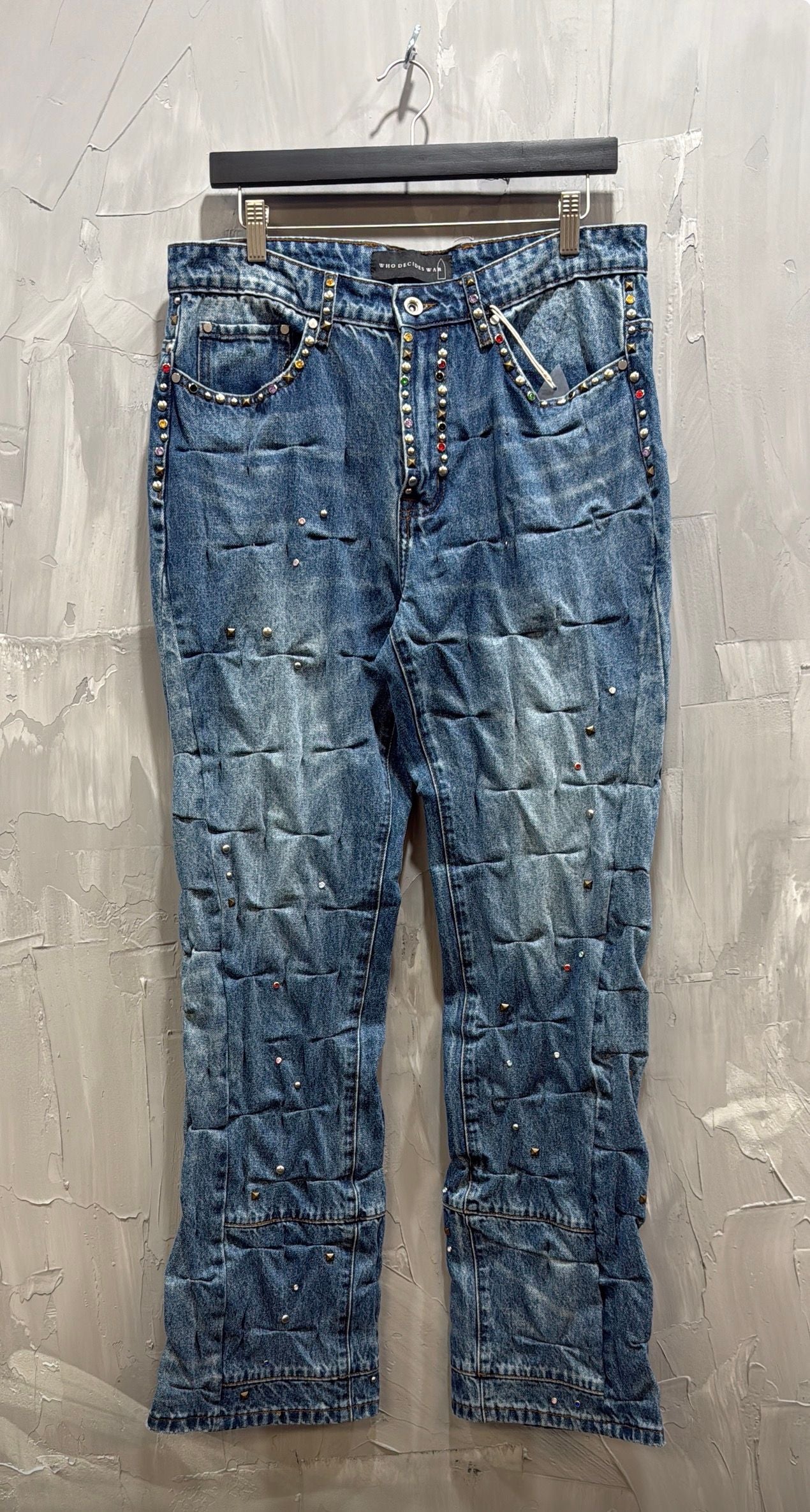 WDW STUD CINCHED JEAN BLUE
