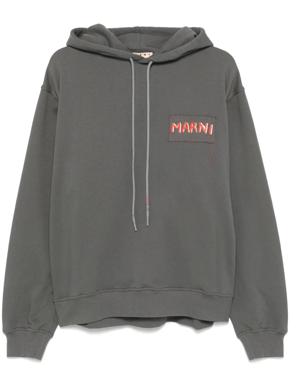Marni men's logo-patch hoodie in anthracite grey