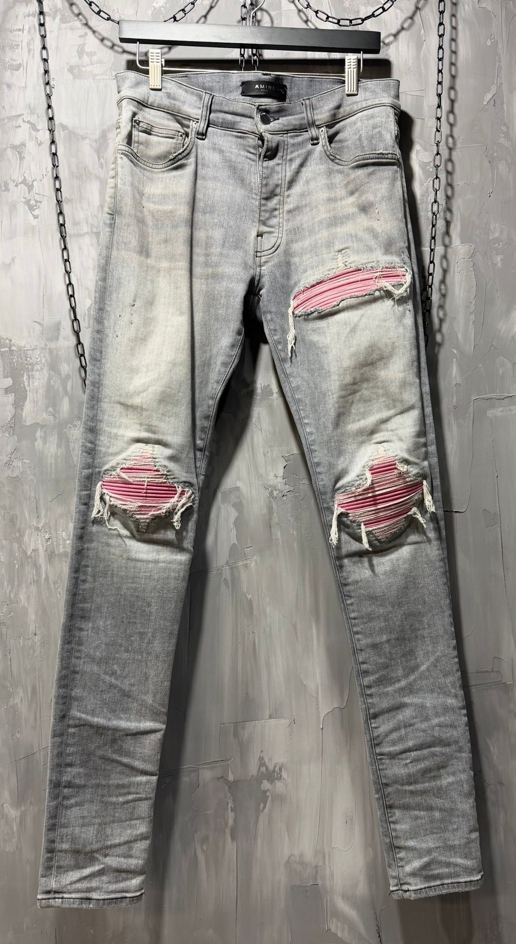 Amiri Grey pink patch jeans - Like New