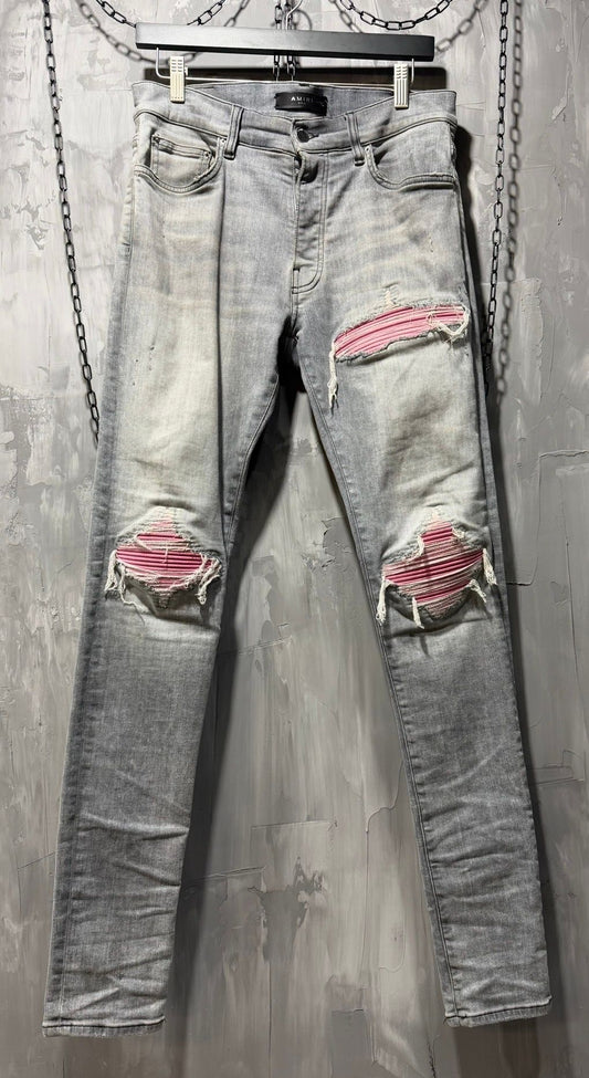 Amiri Grey pink patch jeans - Like New