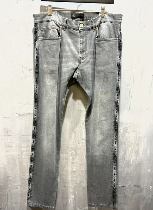 Versace Logo Tape Grey Washed Jeans. - Used/Worn