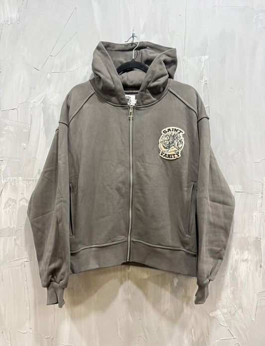 SAINT VANITY COTTON ZIP HOODIE GREY