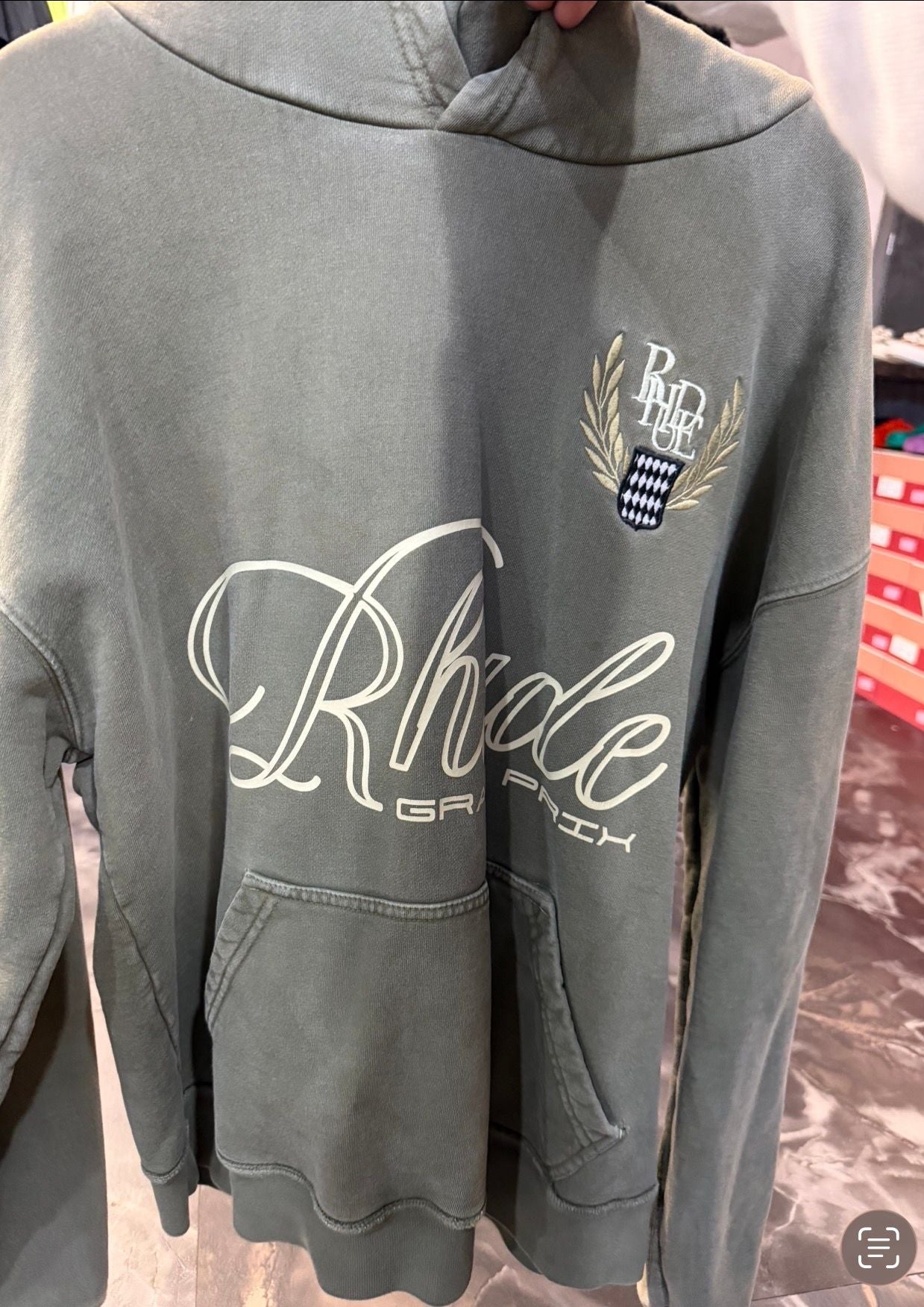 RHUDE OLIVE GRAND PRIX HOODIE