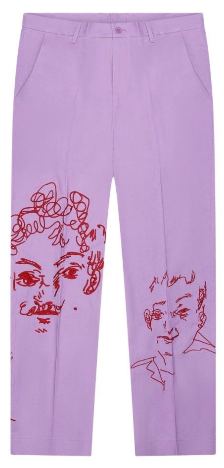 KidSuper Doodle Faces Embroidered Suit Pants